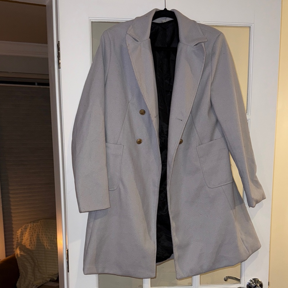 Stylish Gray Double-Breasted Coat